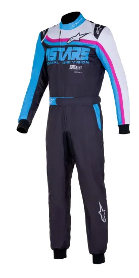 ALPINESTARS 3356321_1734_50 KMX-9 v2 GRAPH2 Karting suit, CIK, black/cyan/fuchsia, Size 52