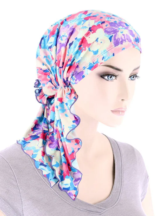 BELLA-867#The Bella Scarf Pink Blue Floral