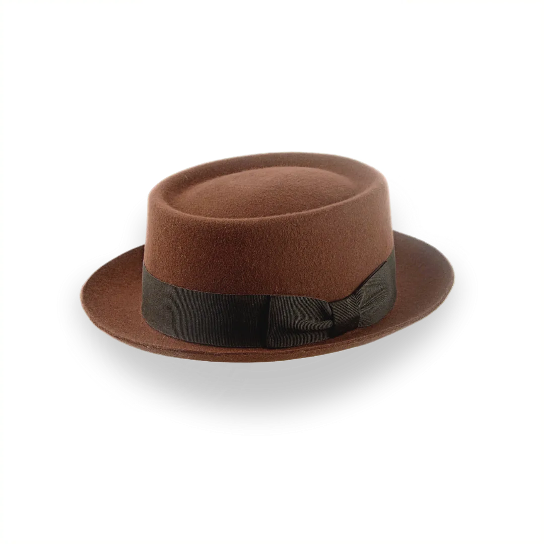 Brown Classic Porkpie Fedora Hat in Premium Wool Felt | The Antico