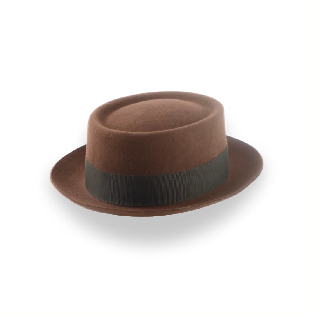 Brown Classic Porkpie Fedora Hat in Premium Wool Felt | The Antico