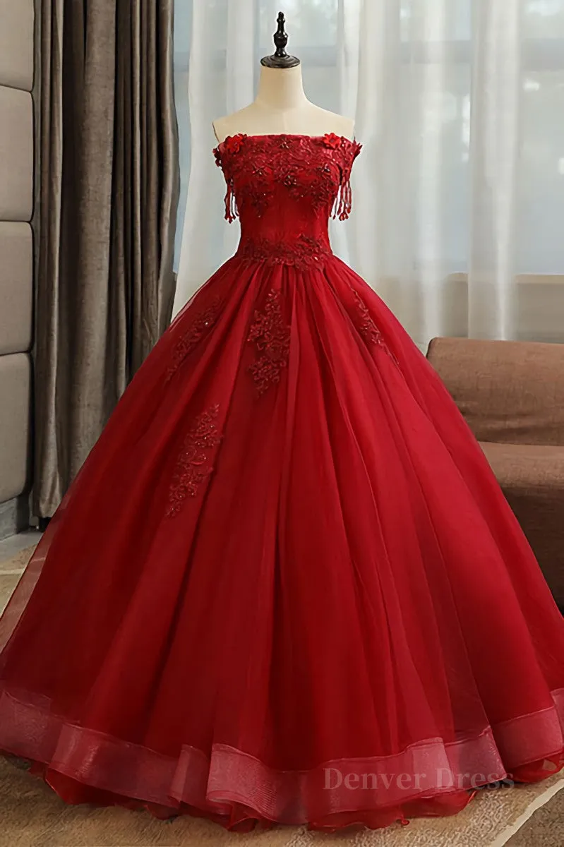 Burgundy tulle lace long prom dress burgundy tulle formal dress