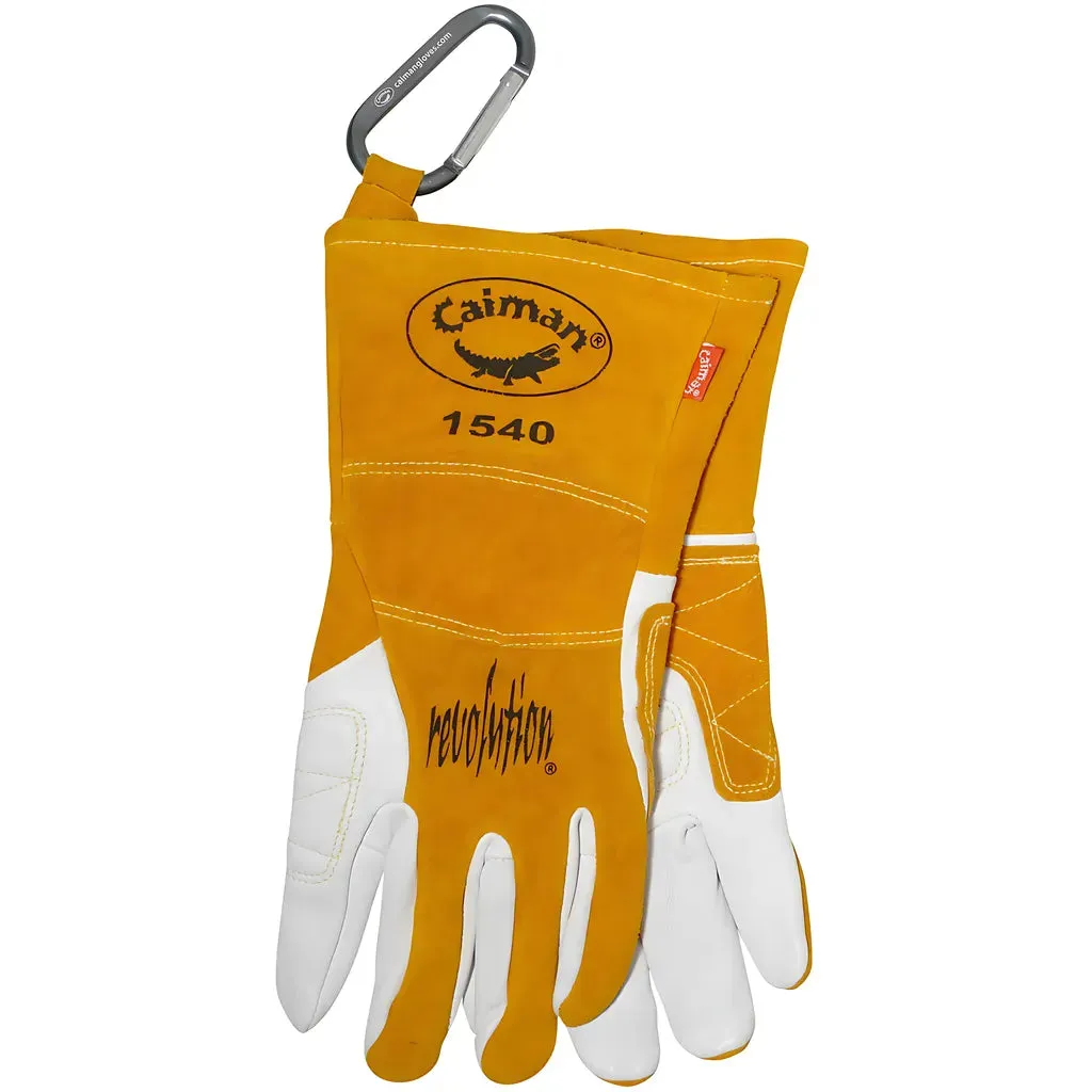 Caiman 1540-4 Premium Goat Grain TIG/Multi-Task Welder's Glove with Split Cowhide Back - 4" Kontour Wrist Cuff