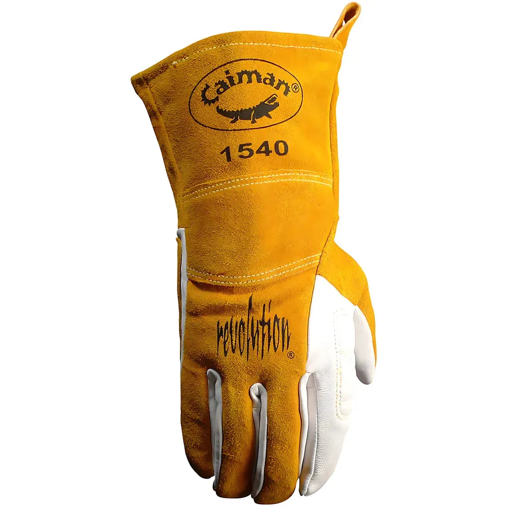 Caiman 1540-4 Premium Goat Grain TIG/Multi-Task Welder's Glove with Split Cowhide Back - 4" Kontour Wrist Cuff