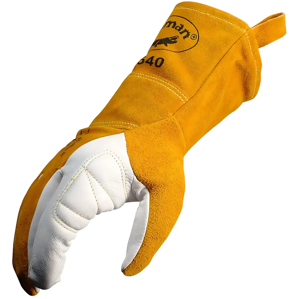 Caiman 1540-4 Premium Goat Grain TIG/Multi-Task Welder's Glove with Split Cowhide Back - 4" Kontour Wrist Cuff