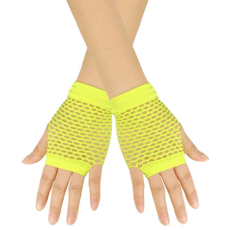 Colorful Fishnet Gloves Edgy Y2K Style for Women