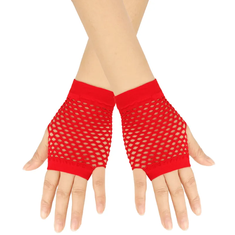 Colorful Fishnet Gloves Edgy Y2K Style for Women