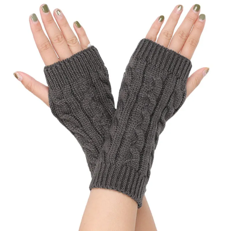 Cozy Monochrome Fingerless Gloves for AutumnWinter Protection