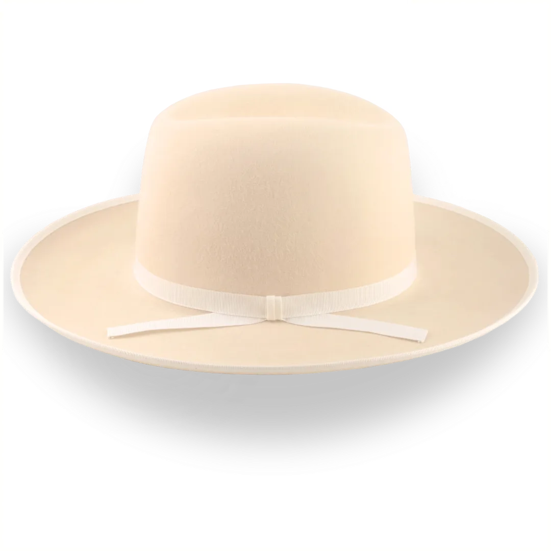 Cream Wide Brim Western Fedora Hat in Malleable Fur Felt | The Wayfarer