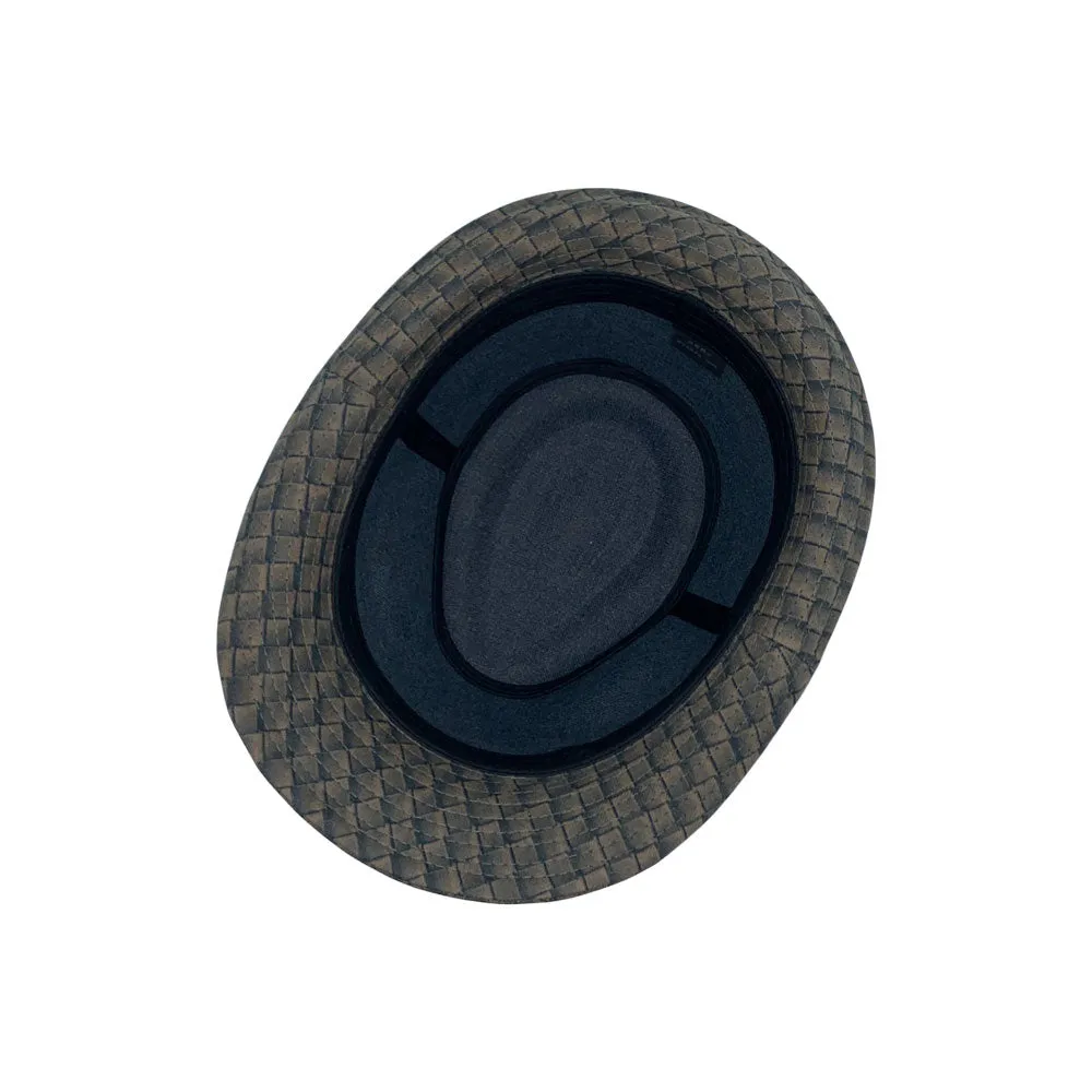 Criss-Cross Pattern Fedora Hat Classic Trilby Short Brim Cap LD61543