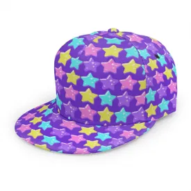 Electric Star Wave Indigo Purple Baseball Cap With Flat Brim