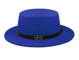 Flat Felt Fedora ( Blue )