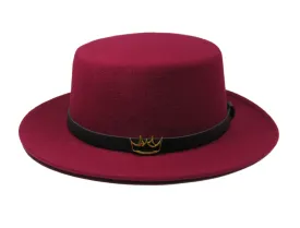 Flat Felt Fedora ( Wine )