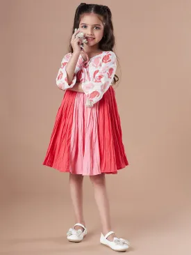 Girls Tie Up Neck Cotton Fit Flare Dress