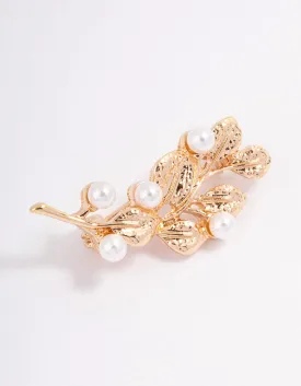 Gold Leaf Pearl Splatter Brooch