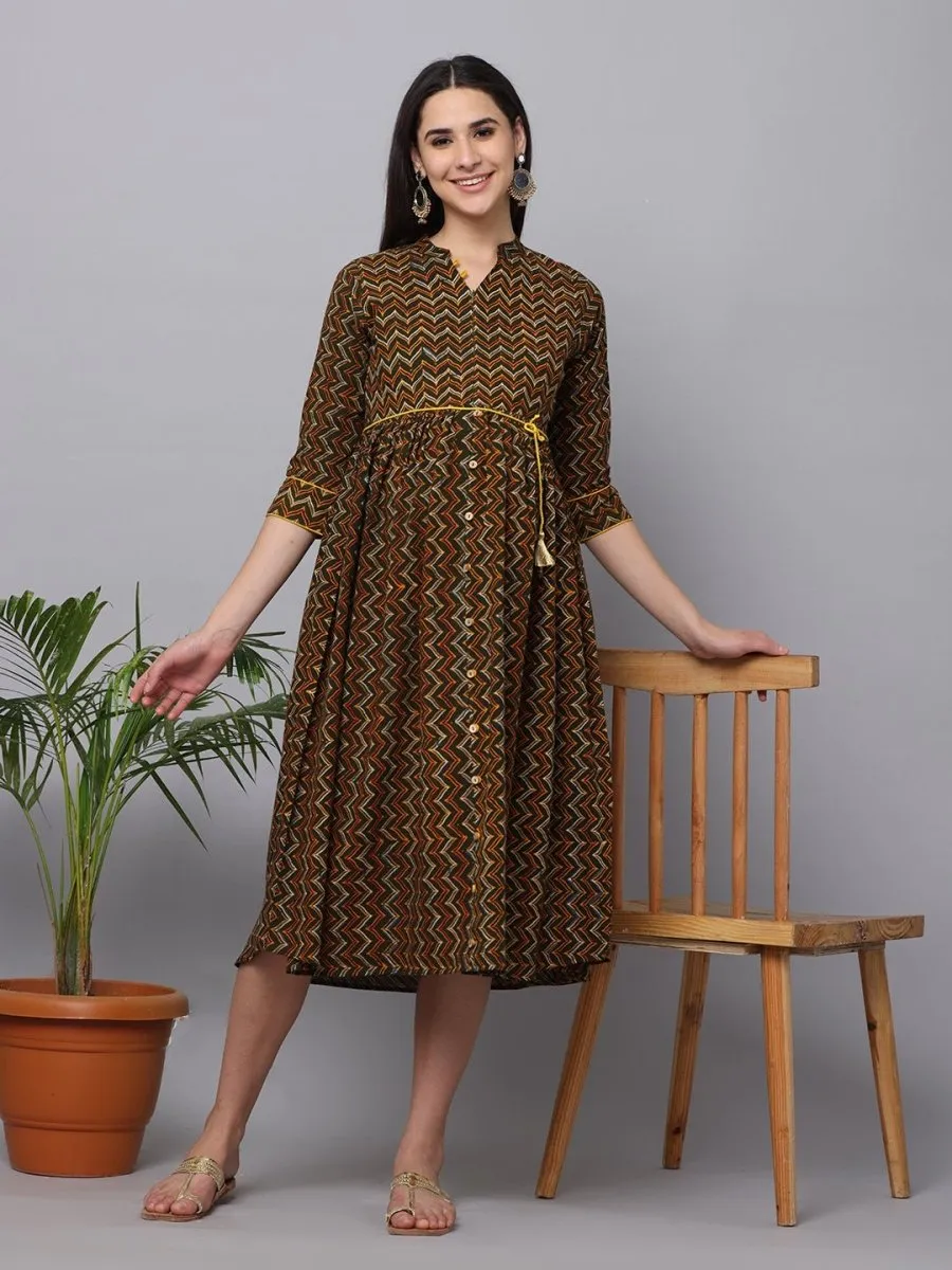 Green Berry Maternity Kurti Dress With Nursing