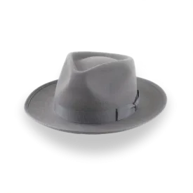 Grey Wide Brim Western Fedora in Premium Beaver Fur Felt | The Ulysses