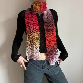 Handmade fishnet knitted scarf in Fusion ombré colourway