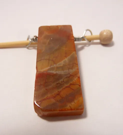 Handmade Natural Stone Shawl Pin ~ Wire Wrapped Stone ~ Agate Column F