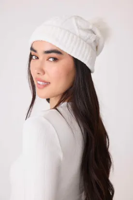 Ivory Chenille Cozy Cable Beanie