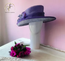 Jacques Vert Womens Purple & Grey Special Occasion Hat, Formal Wide Brim Hat