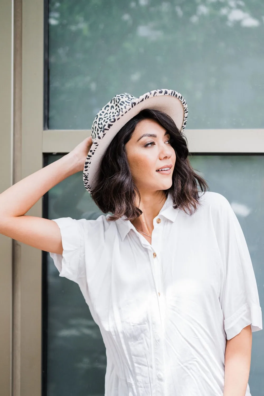 Jane Leopard Panama Hat - Final Sale