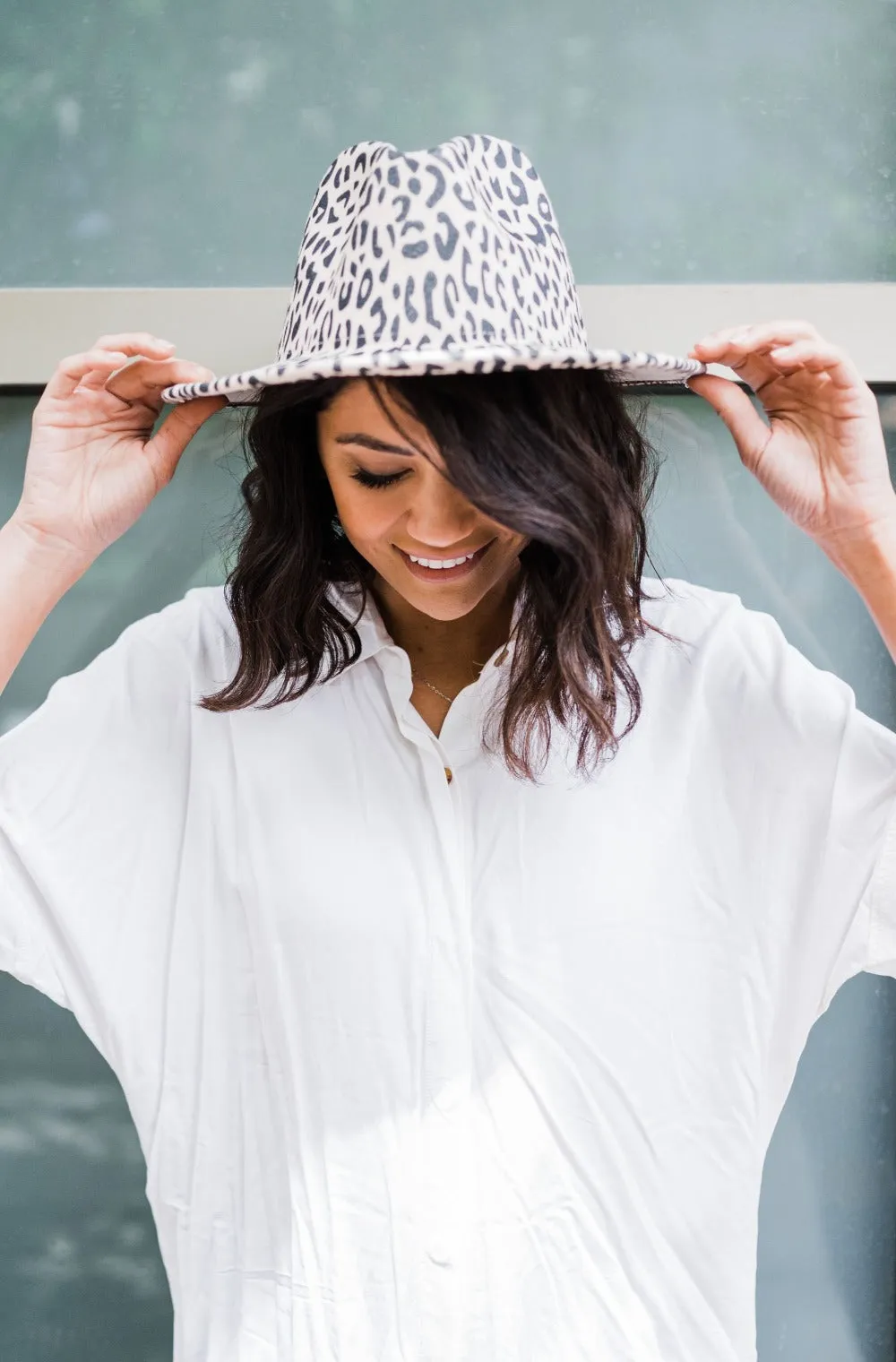 Jane Leopard Panama Hat - Final Sale