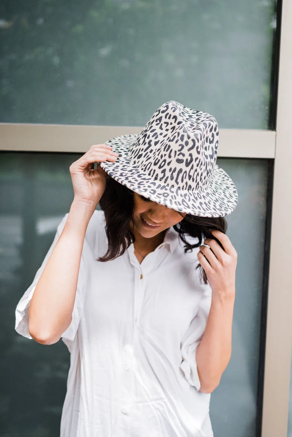 Jane Leopard Panama Hat - Final Sale