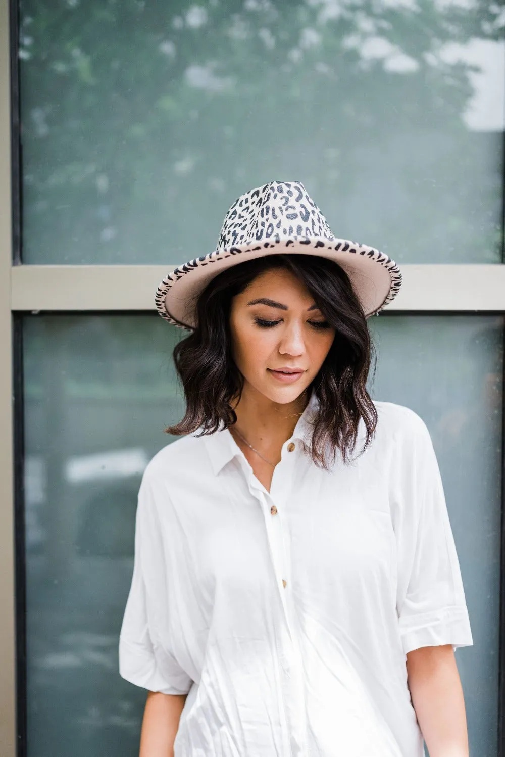 Jane Leopard Panama Hat - Final Sale