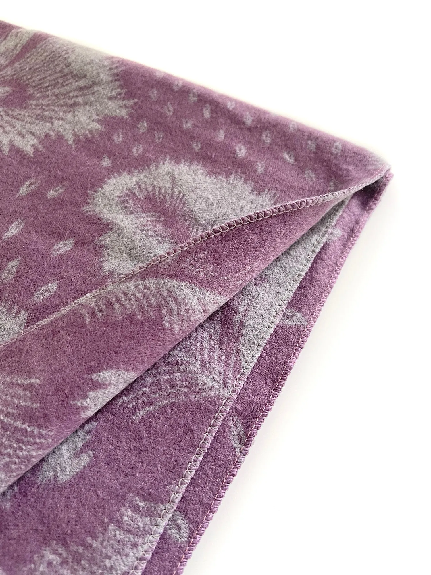 LARGE LILAC CASHMERE FEATHER PRINT REVERSIBLE WINTER SHAWL BLANKET SCARF