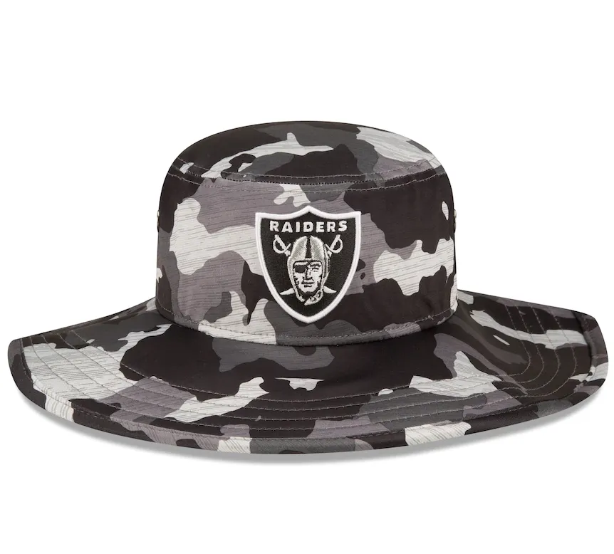 Las Vegas Raiders New Era Camo 2022 NFL Training Camp Official Panama Bucket Hat