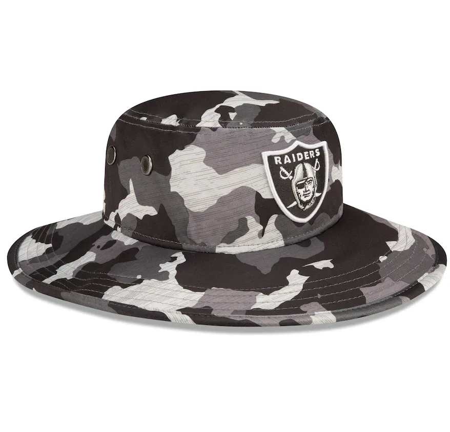 Las Vegas Raiders New Era Camo 2022 NFL Training Camp Official Panama Bucket Hat