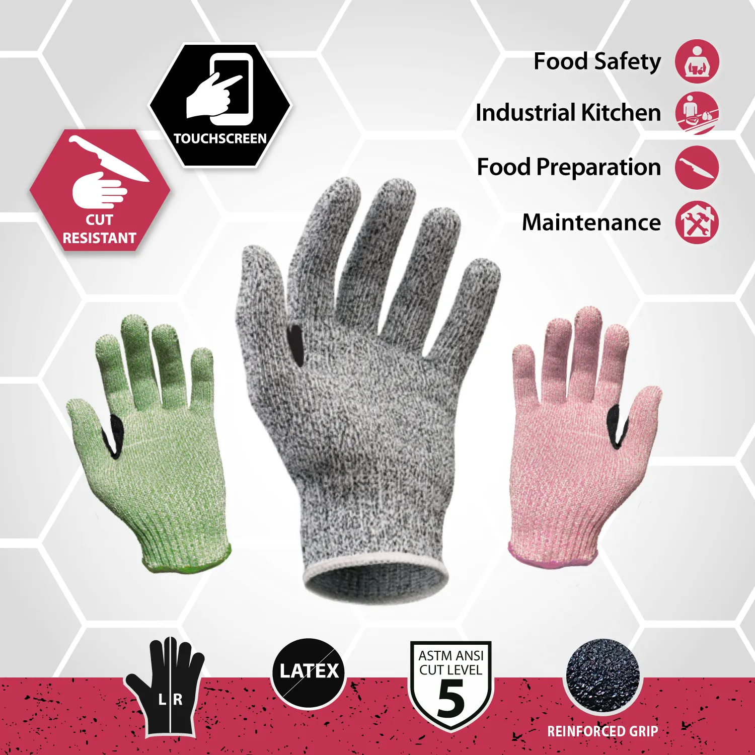 Level 5 Cut knit Gloves With Touchscreen Compatible - Bison Life