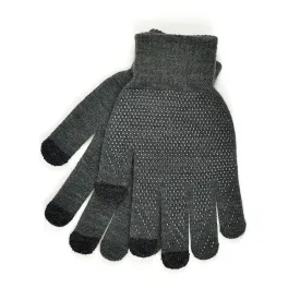 Mens Touch Screen Gloves With Palm Grippers Dark Marl One Size