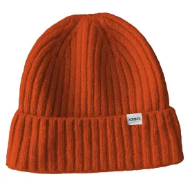 Orange Ribbed Knit Mens Cuffed Beanie Hat