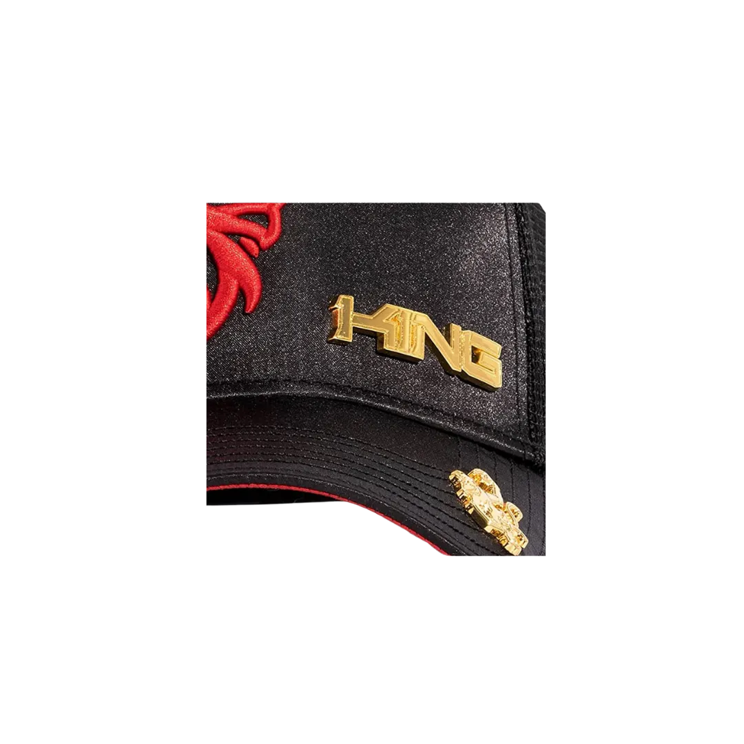 Red Monkey Unisex King Of The Ring Mesh Back Snapback Patch Hats Black Cap