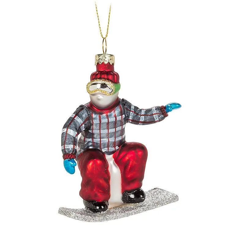 Snowboarder Glass Ornament