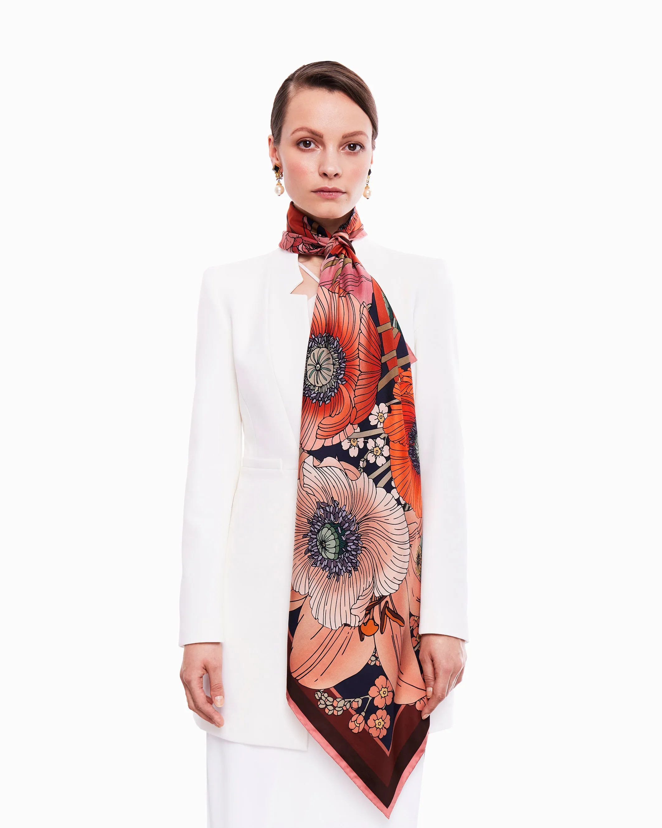 The Lily & Poppy Silk Scarf | 90x90cm