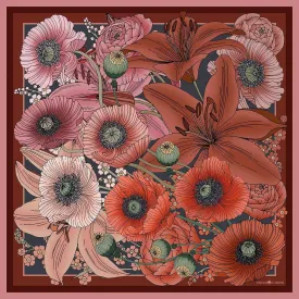 The Lily & Poppy Silk Scarf | 90x90cm