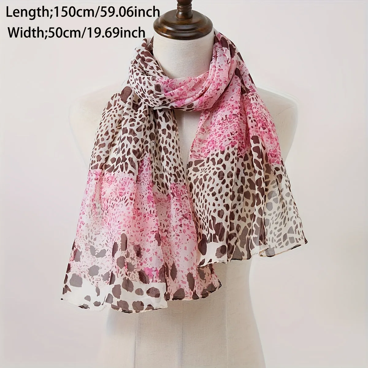 Vintage Leopard Chiffon Scarf Versatile Sunproof Shawl  Towel