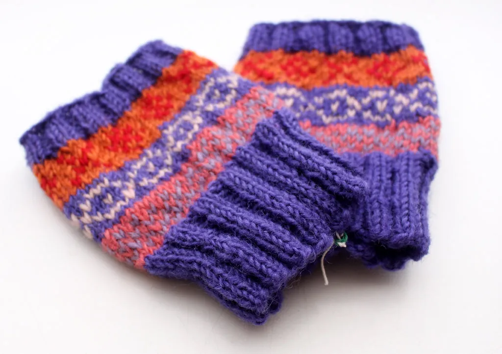 Warm and Soft Dark Blue Multicolor Legwarmers