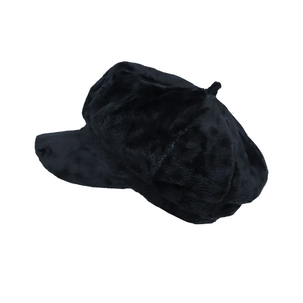 Winter Fuzzy Fleece Newsboy Hat Baker Boy Beret Flat Cap SLG1492