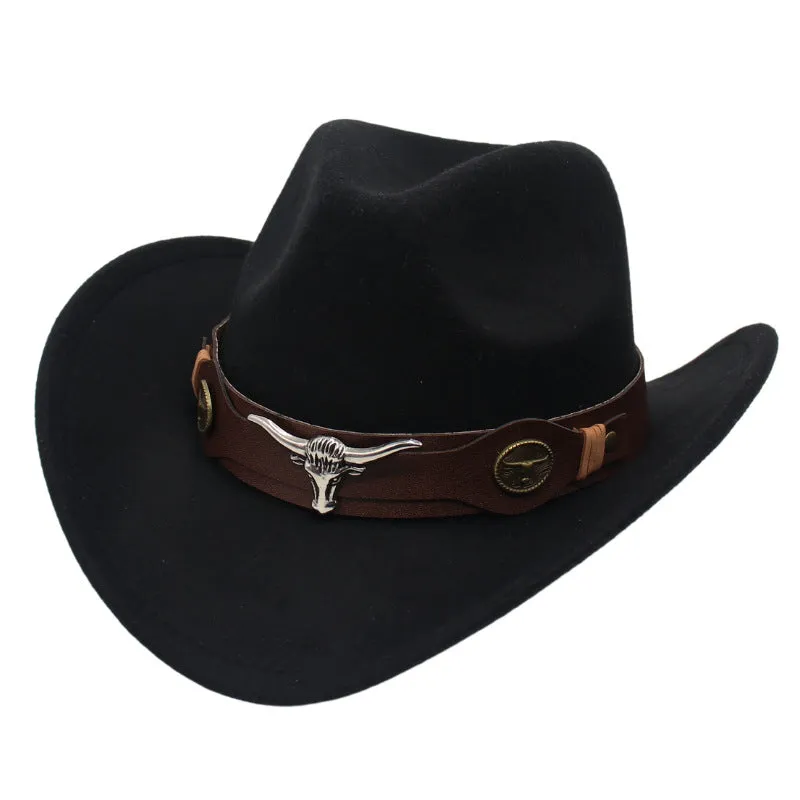 Xituodai - Western Ethnic Cowboy Bull Head Felt Hat