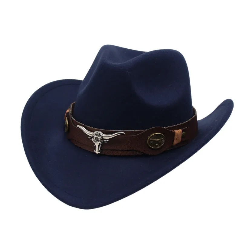 Xituodai - Western Ethnic Cowboy Bull Head Felt Hat